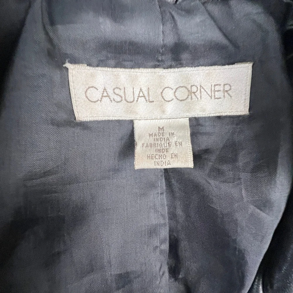 Genuine Leather Jacket Womens Medium‎ Black Zip Up Moto Casual Corner